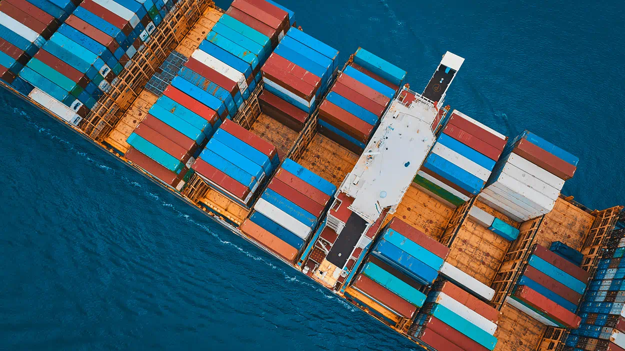 Container ship from above